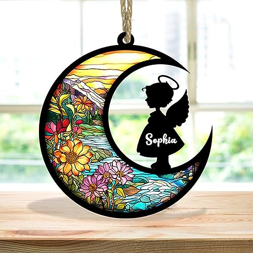 Lovely POD Personalized Child Loss Memorial Ornament, Custom Miscarriage Memorial Gifts, Infant Loss Gifts, Angel Baby Girl Suncatcher, Custom Baby Girl Loss Decor, Stillbirth Remembrance Gifts 1