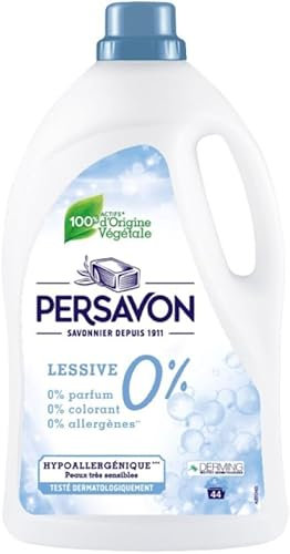 Persavon - Lessive 0%, sans Parfum, sans Colorant et sans Allergène, Hypoallergénique, Peaux trés Sensibles, Testé Dermatologiquement - 2000 ml