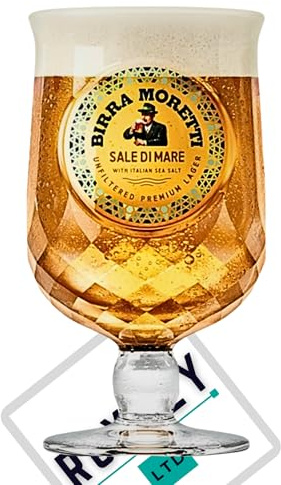 Roxley Birra Moretti - Bicchiere da birra non filtrato, 28 cl, 1 pinta, prodotto nel Regno Unito
