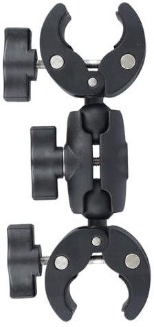 Jinlaili Soporte Clamp para Cámara, Abrazadera de Cámara Ajustable con Brazo Bola de 360°, Soporte Camara Accion, Abrazadera Doble Cabeza para Gopro Trípode Luces LED Paraguas Moto Manillar (6CM)