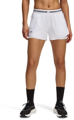 Under Armour Short UA Tech™ Play Up 2 en 1 pour Femme, Blanc/Blanc/Noir, M