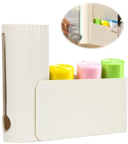 Sacs Poubelles Muraux, Distributeur Sac Plastique, Distributeur de Sac Poubelle, Range Sac Plastique, Conteneur de Sac Poubelle Mural, Support Sac Poubelle Mural, pour Salles de Bains et Bureaux ﻿﻿