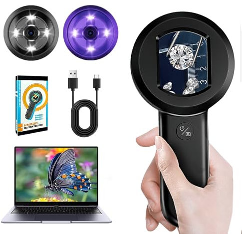 Microscopio Digitale Portatile 200x Con Schermo IPS Da 2,0'' Con 8 LED Regolabili per Telefono Cellulare PC/TV