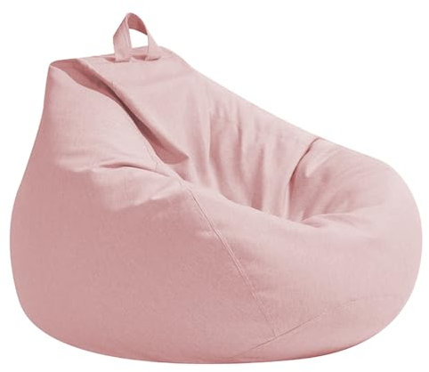 Highdi Kids Bean Bag Without Fillings - Cotton Linen Durable & Comfortable, Pink Storage Bean Bag Chair for Living Room/Gaming Room, Perfect for Adults & Teens, Childrens