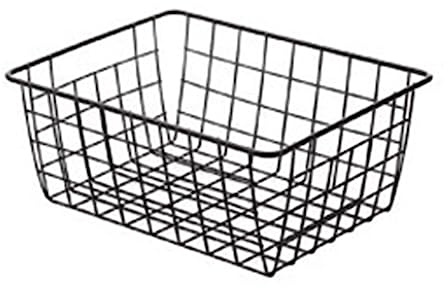 WPKD BLUEIY Trådkorg, ihålig andningsbar stor multifunktionell järnförvaringskorg för underkläder, mellanmål, frukt, leksaker, svart, organiseringskorg i metall, 40 x 30 x 25 cm