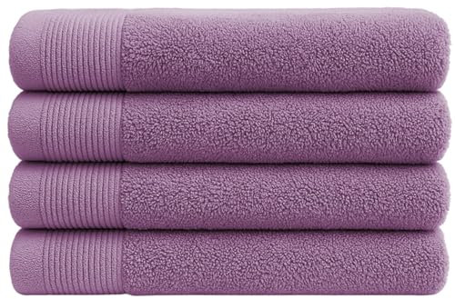 NOVOTEXTIL Toallas de Lavabo 50x100 cm – Juego 4 Toallas Mano 100% Algodón 480 g/m2 – Suaves y Absorbentes – Set Toallas Lavabo para Baño, Cocina o Tocador (Lila)