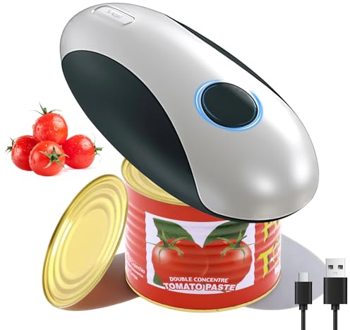 Qivine Apriscatole elettrico a mano libera, apriscatole elettrico One Touch con bordi lisci e sicuro da usare per quasi dimensioni di lattine, ricaricabile Tpye-C, la scelta migliore per la cucina