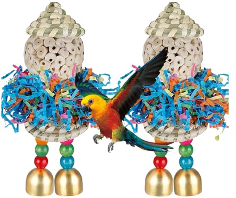 Manolyee Juguetes De Forrajeo para Aves,2 Piezas Accesorios Masticables para Mascotas - Bola Estimulante para Entrenamiento de Jilguero Guacamayo Cacatúa Canario y Ninfas