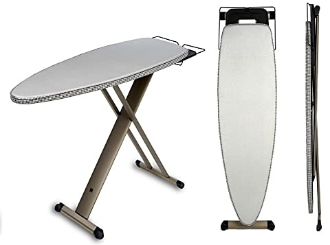 Mabi® 2000RL, Bügelcenter MABI ALU 2000RL, Höhe 30-105, große Bügelfläche 130x47, große Multiablage 31x43, KETTtex® Alubezug hoch aufgepolstert mit Gegenbügeleffekt, Stabiles Alugestell & Rollenfüße