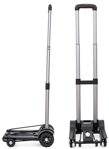 DHXIAMZ Flatbed Trolley 50kg Heavy Duty Foldable Hand Sack Wheel Trolley Folding Truck Barrow Cart Travel Luggage Shopping Cart Portable