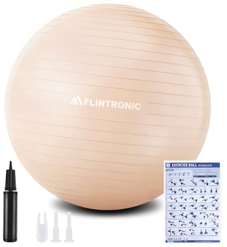 flintronic Ballon Grossesse, Ballon Yoga Anti-Explosive Ultra-épaisse, Balles de Gymnastique avec Pompe Rapide, Balle de Fitness pour Sport, Yoga, Pilates, Grossesse et l'accouchement Artificiel-65CM