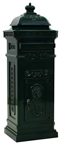 Festnight Boîte aux Lettres sur Pied en Aluminium Style Vintage Boîte aux Lettres Antique Vert 35,5 x 32 x 102,5 cm (L x l x H)