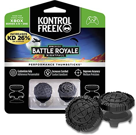KontrolFreek FPS Freek Battle Royale Nightfall para Xbox One y Xbox Series X/S | Performance Thumbsticks | 2 Alturas elevadas, convexo | Negro.