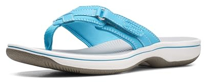 Clarks Women's Breeze Sea Flip-Flop, Aqua Synthetic 2, 5.5 UK