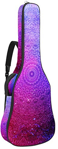 TIZORAX Gitarrentasche mit Reißverschluss, wasserdicht, weich, für Bassgitarre, Akustik- und klassische Folk-Gitarre, Blau / Pink / Türkis