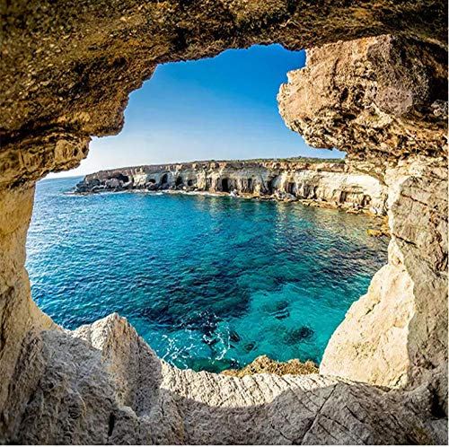 NCTQWET Photo Papier Peint Grotte mer 3D Intissé Décoration Murale XXL Poster Trompe l oeil Tableaux Muraux pour Salon Chambre Toile de Fond Mur 140x100cm