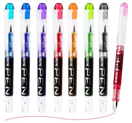 EYEYE Füllfederhalter zum Schreiben, 8 Stück, breite Spitze, ästhetisch, robust, individuell, Schnell Trocknend, Glattes Schreiben für Schule, Kalligraphie, Journaling, Zeichnen