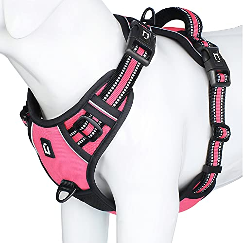 Hundegeschirr No-Pull für Kleine, Große, Mittelgroße Hunde - Weich, Atmungsaktiv, Einstellbar, Reflektierend Mit Gepolstertem Griff - Anti-Zug Brustgeschirr