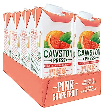 Cawston Press Pink Grapefruit Pressed Juice - 1 Litre Pack of Juice Cartons All Natural – Vegan – No Added Sugar, (Pack of 8)