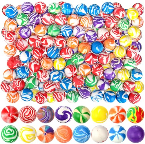 Noamus 100 Pack Colorful Small Bouncy Balls, 32mm Assorted Rubber Bounce Ball, Bulk Mixed Pattern High Bouncing Balls, Party Favors for Kids, Birthday Gift, School Prizes(1.25 in)