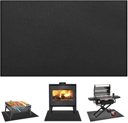 Nizirioo Base Ignífuga Antigrasa: Alfombrilla de Protección del Suelo 39 x 60 Pulgadas, Resistente al Calor Hasta 500 °C, para Barbacoa
