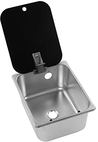 Lavello da Cucina da Incasso, Lavello da Bar a Vasca Singola in Acciaio Inossidabile da 12 X 10 Pollici, Lavabo Sottopiano con Copertura in Vetro per Yacht per Camper
