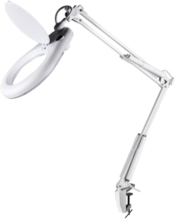 Lente Smart 5 DIOTTRIE Lampada d'Ingrandimento con Luce Fredda E Morsetto per Estetista, ESTETICA, Laboratorio E LAVORI di PRECISIONE - Ingrandimento 5x - Bianco