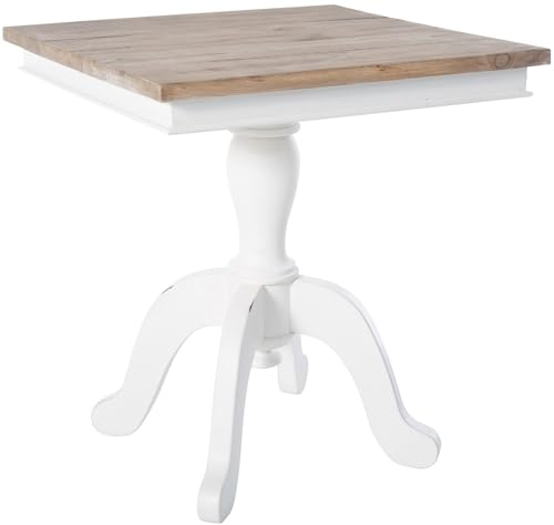 CLP Beistelltisch Goa I Couchtisch Mit Massivholzplatte I Holztisch Für Wohnzimmer Und Sofatisch In Shabby Chic Design, Farbe:Natur/weiß, Größe:50 cm