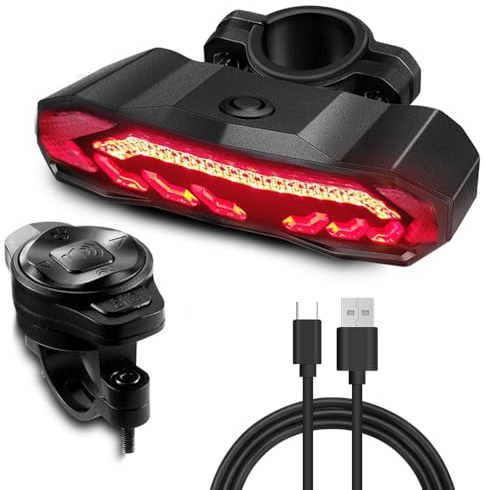 LYPPUL Fahrradalarm mit Fernbedienung, Wiederaufladbarer Fahrrad Alarmanlage mit Fahrradklingel, 6 Modi Anti Diebstahl Fahrrad Alarm mit Lenkfunktion, 7 Stufen Empfindlichkeit Diebstahlsicherung