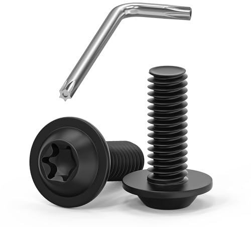 20 Stück M6x16 Schrauben, Linsenkopfschrauben, Torx Schrauben, Flanschschraube, Edelstahl A2 V2A, Vollgewinde, Schwarzes Oxid, mit Torx Schlüssel