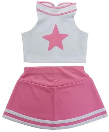Total 2550 Little Girls' Kids Children Dress Cheerleader Costume Uniform Cheerleading Outfit Halloween Star White/Sweetpink Sleeveless shirt (M / 5-8 Years)