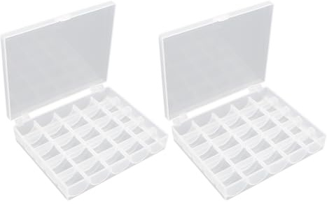 TYFGRT 2 scatole per Bobine da 25 Griglie, Scatola per riporre Gli Accessori per Cucire, Scatola per Bobine, Scatola di plastica Trasparente, Accessori per Cucire