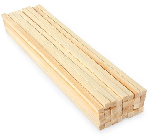 LeisuDay 30 Stück Holzstäbchen zum Basteln, Holzstäbe Quadratisch 30cm Lang, 8x8mm Holzklötzchen Holzleiste Holzstange Bambusstäbe Bastelholz Stäbchen zum Modellbau DIY Handwerk