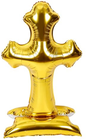 TOPBATHY Tauf-Eucharistie-Ballons Ballon in Kreuzform Taufballons aus Folie Babyspielzeug wand polsterung easter decoration Ballons zur Taufe dekorative taufballons Aluminiumfolie Golden