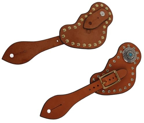 EIMSOAH Koläder Rhinestone Infällt Sporrrem Vintage Stil Spännade Hästträningsutrustning för Cowboys Brun