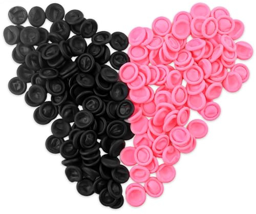 100-Pack Finger Cots Disposable,Black & Pink Medium Thumb Finger Gloves Protectors, Silicone Sleeves Covers Protection for Fingertips