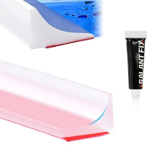 1.6M Transparent Silicone Wet Room Floor Barrier, Shower Tray Sealing Strip, Self-Adhesive Bendable Waterproof Shower Water Barrier with 20g Glue for Kitchen, Bathroom, Wet and Dry Separation