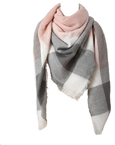 Femme Écharpe Grand Plaid en Laine Acrylique Foulard Long Chaude Vogue en Automne/Hiver Cape Souple Confortable?Rose), Rose, 140 x 140 CM