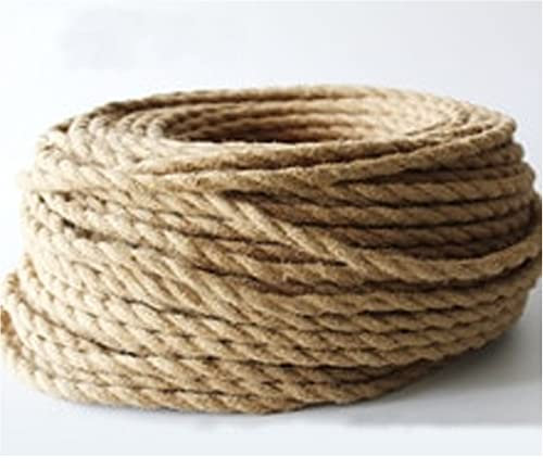10m 3 Core Twisted Electrical Cable Vintage Italian Style Cable with Earth Wire, Antique Braided Hemp Rope Lighting Flexible Fabric 0.75mm Cord, DIY Pendant Light, VDE Certification (Twisted - Hemp)
