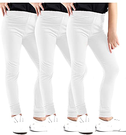 Flickor 3-pack full längd 45 % bomull flickor leggings vanliga tryckta djurbyxor för barnbyxor