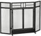 HOMCOM Salvachispas Plegable Pantalla Protectora de Chimenea de 3 Paneles con Doble Puerta y Pies Adicionales 120x11,5x79 cm Estructura de Metal Negro