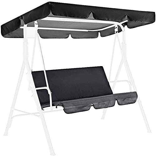 Hongjingda cojín Columpio 3 plazas con toldo Solar, Impermeable, para Patio, Columpio, Resistente al Polvo para Columpios Hollywood, Tejido PE para Muebles jardín