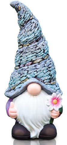 Kunkeinson Nain de Jardin Statue Mignon en Résine, Décoration Extérieure Humoristique, 21 cm de Haut, Intérieur pour Entrée Étagère Bureau Bibliothèques, Extérieur pour Pelouse et Cour