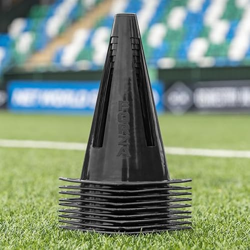 FORZA Conos Flexibles [Paquete de 10] | Conos de Entrenamiento ultrarresistentes para Mejorar y diversificar Las sesiones de Entrenamiento en múltiples Deportes. (Negro)