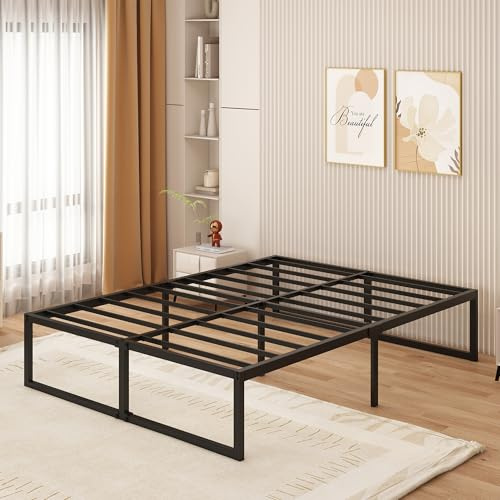 Yicensen Small Double Bed Frame 120x190 cm - 46 cm Height with Large Storage Under the Bed, Metal Bed Frame Small Double with Steel Slat Support, Easy Assembly, Noise Free, No Box Spring Needed, Black