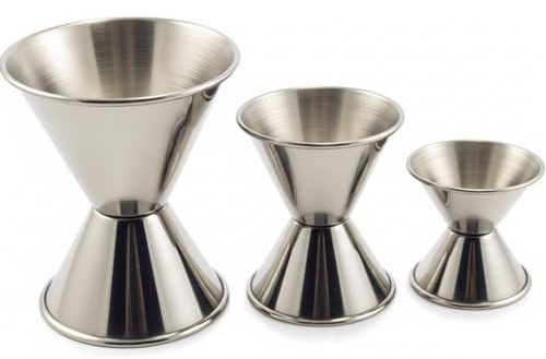 Notana Jigger Set for Bartending - 3 Stainless Steel Cocktail Jigger with Measurements Inside - Double Sided Bar Measuring Jigger 2 oz 1 oz - .5/1, and .75/1.5 Oz - Liquor Measuring Cup