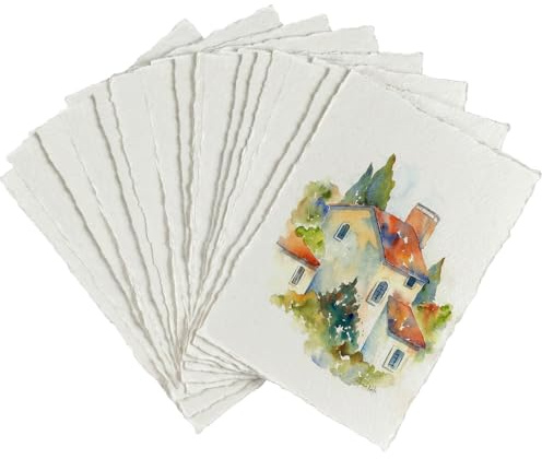 50-pack handgjort vitt kontorspapper, tomt papper 10,5 x 15 cm 160 g handgjort papper akvarell papper för att skriva och rita samt för tillverkning av kreativa gör-det-själv-projekt
