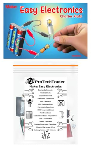 Make: Easy Electronics Kit Bundle - Includes Paperback Handbook by Charles Platt and Electronic Components Pack by ProTechTrader - STEM Educational DIY