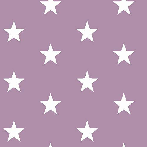 babrause® Baumwollstoff Sterne Flieder Webware Meterware Popeline OEKOTEX 150cm breit - Ab 0,5 Meter