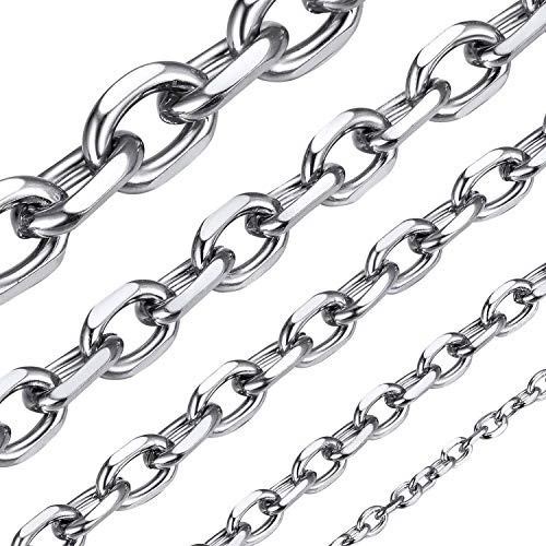 Stainless Steel Cable Chain Necklace for Men, Rolo Cable Chain Cable Mens Chains Hip Hop Jewelry Gift 3mm 18